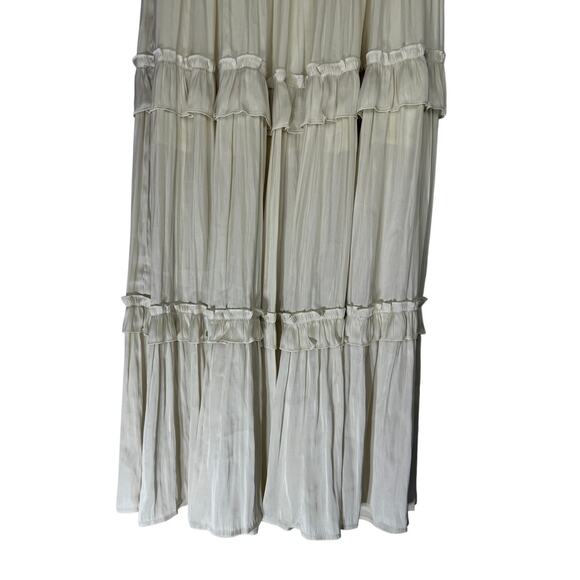 NWT Aqua Cream Ivory A-line Silky Satin Side Zipper Ruffled Maxi Skirt Size S - Picture 6 of 9